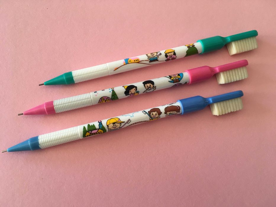 Lote de 3 Lapiseiras com borracha Anos 80 Taiwan - Novas