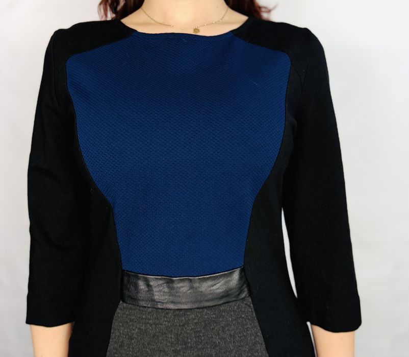 Trójkolorowa sukienka ołówkowa midi L 40