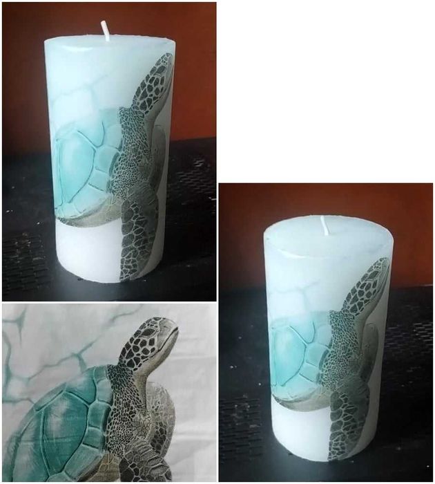 świeca żółw 13 cm ręcznie zdobiona