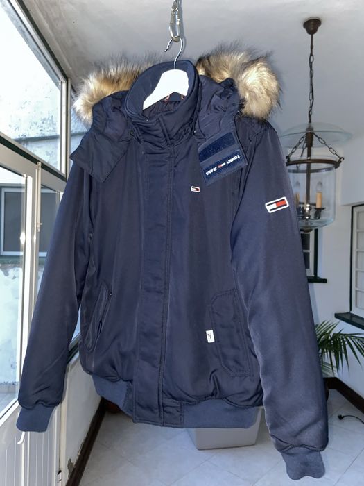 TOMMY HILFIGER Casaco Azul Com Pelo Como Novo
