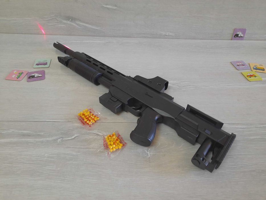 Автомат на пульках, Арт 915, длинна 57см, лазер на батарейках,