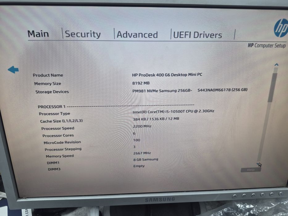 HP ProDesk 400 G6 Mini i5-10500t/DDR4 8gb/ssd 256 USFF