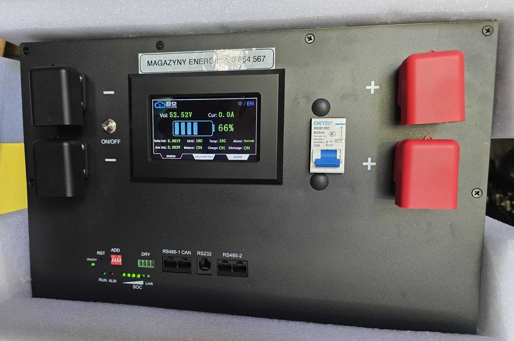 Pionowy magazyn energii 17,2kWh 48V ogniwa EVE MB31v3 BMS JK 200A/350A