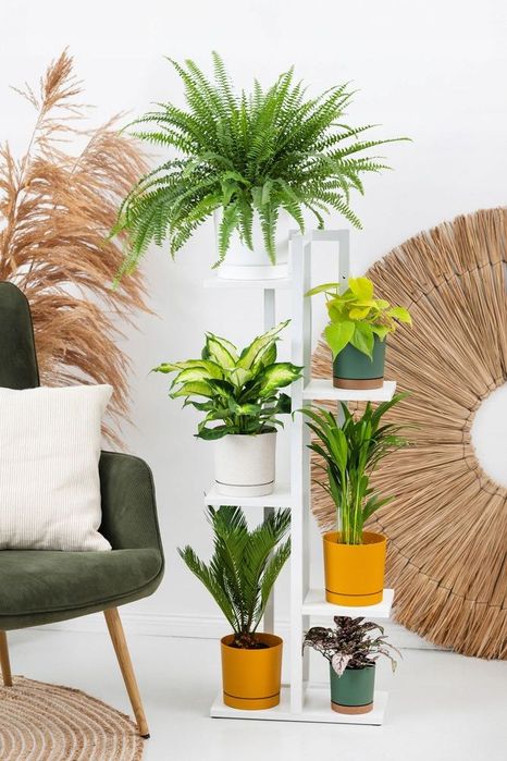 Kwietnik Stojący Metalowy 5 Poziomów Biały Loft Nowoczesny Villago