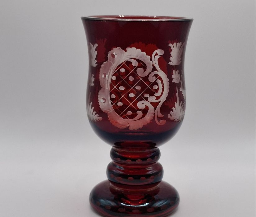 Rubinowe szkło ALFRED TAUBE- dzbanek + 4 kielichy