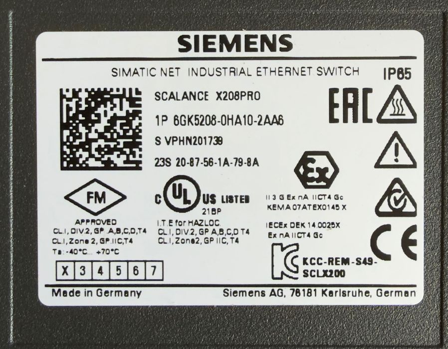 Przemysłowy Switch Ethernet Siemens SCALANCE X208PRO 6GK5208-0HA10-2AA6 IP65