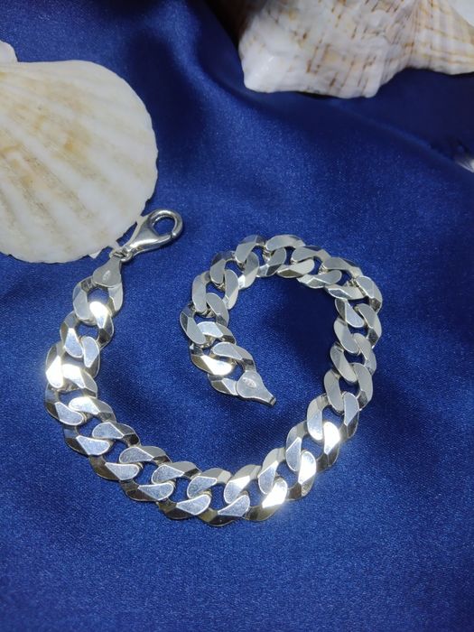 Piękna srebrna męska bransoletka pancerka, srebro 925, dł. 22 cm