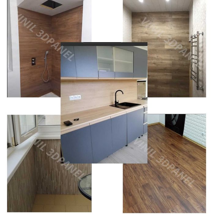 Вінілова самоклеюча вологостійка плитка під ламінат для стін і підлоги