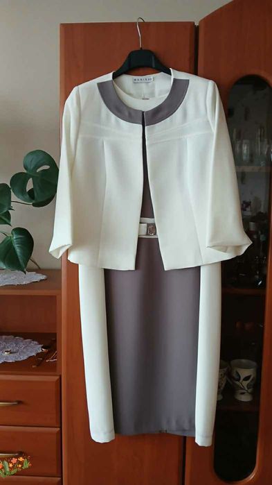 Elegancki komplet sukienka z żakietem Marisa rozm. 40