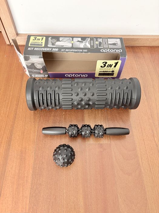 Kit de massagem Aptonia 3 em 1 com rolo, bola e bastão
