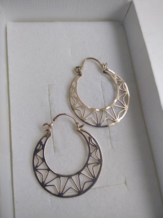 Złote delikatne kolczyki ażurowe złoto 585  202