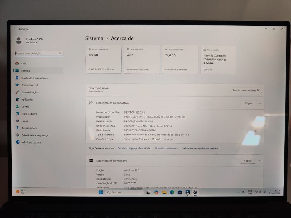 Portátil Dell Precision 5550 | i7 | 24GB | 4K | NVIDIA Quadro