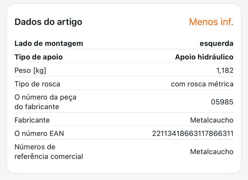 Apoio motor Mercedes