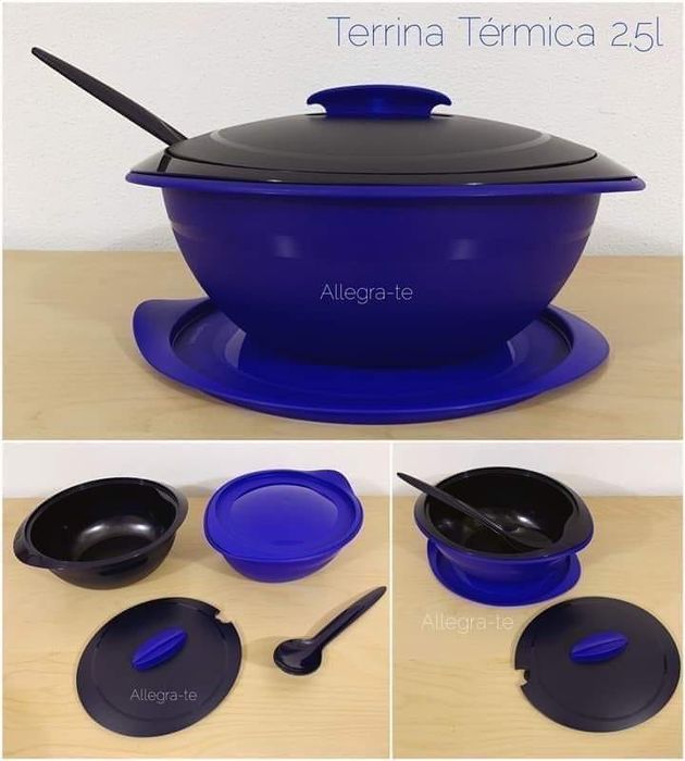 Terrina Azul com Colher Tupperware - Super Preço64873978767619122