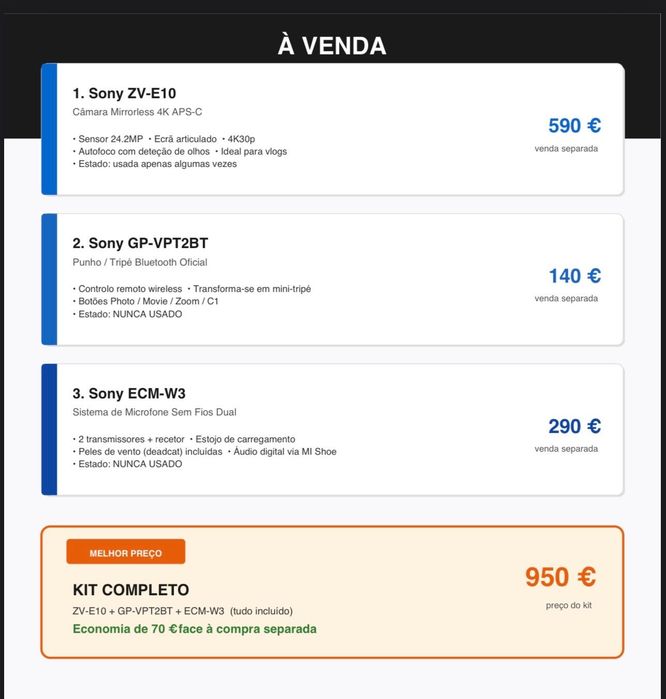 Sony ZV-E10 (corpo ou kit)