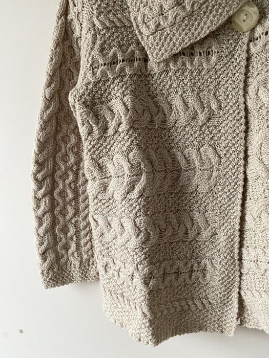 Inis Crafts sweter merino kardigan ireland vintage warkocz aran plecio