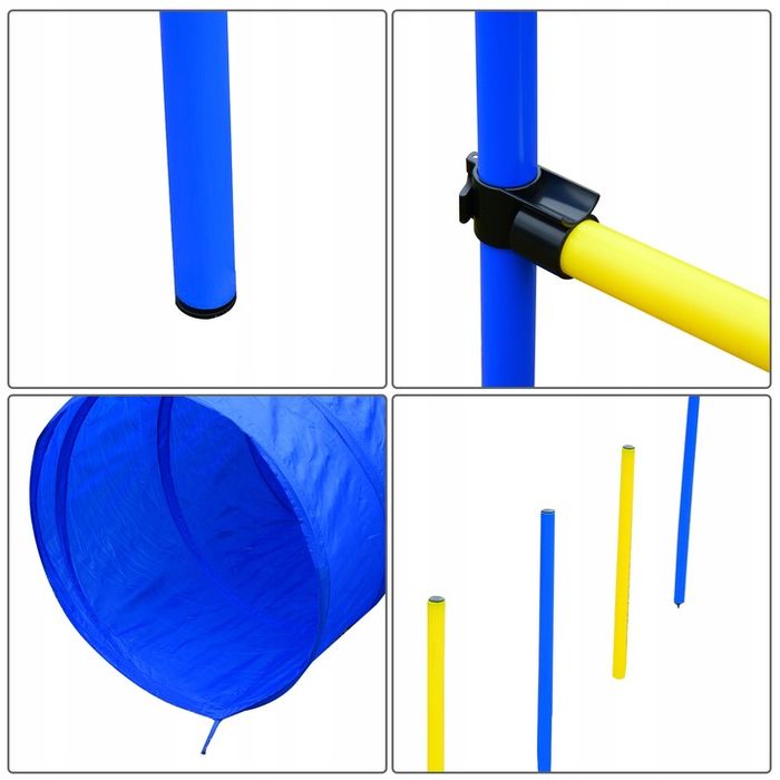 Pawhut Zestaw Agility Dla Psa/slalom Tunel Płotki