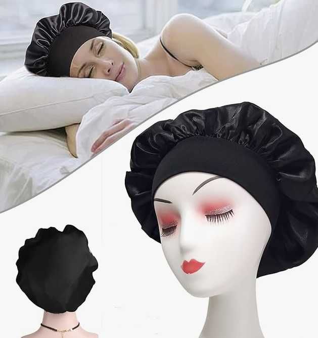 Czepek jedwabny do włosów do spania, szeroka opaska
