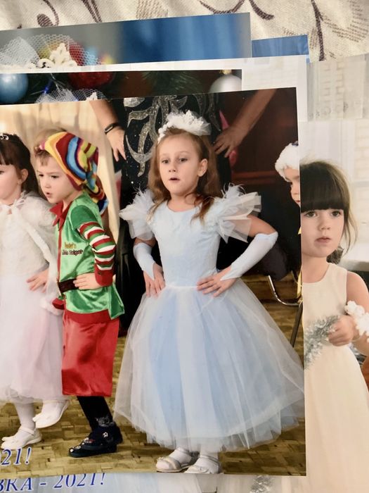 4в1 Плаття+обруч,рукавиці+кільця сніжинка,зима,нарядне