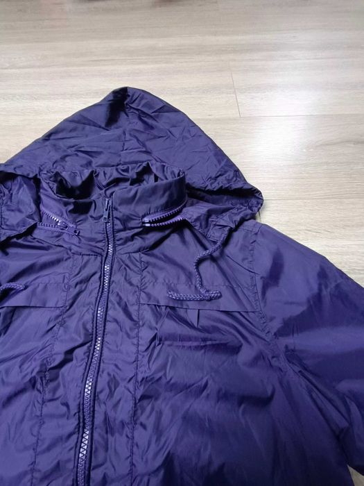 Kurtka bluza wiatrówka fiolet krótki rękaw chowany kaptur 'Ichi' L
