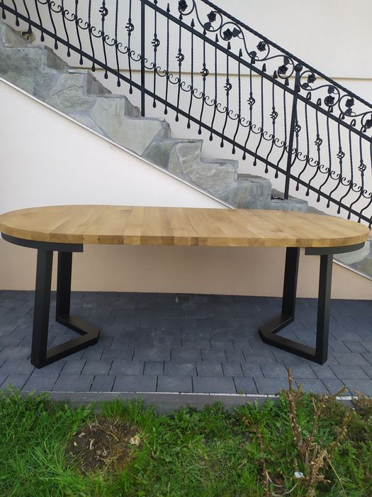 Okrągły  dębowy 90sr + 50 wkładka  rozkładany stół loft lity dąb