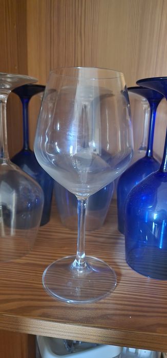 Copos/taça azul cobalto e transparentes