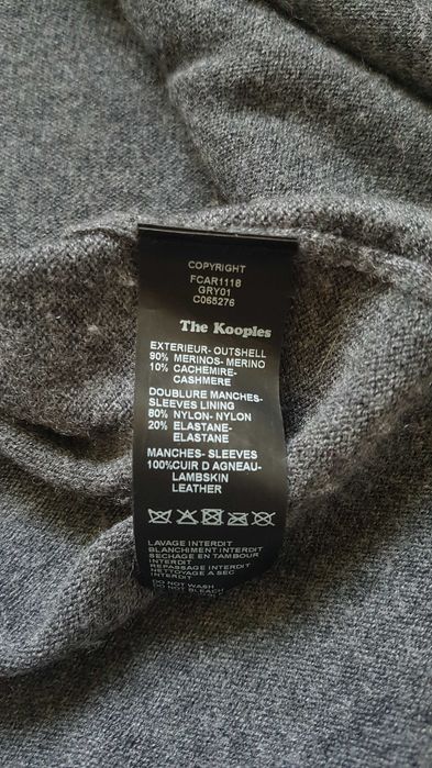 Narzutka The Kooples wełna kaszmir skóra naturalna rozmiar S