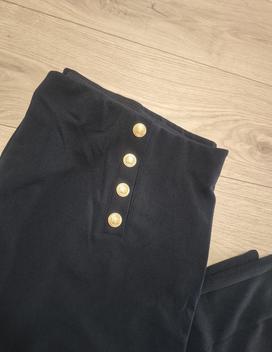 Granatowe szerokie spodnie dżersejowe plussize 56-58 H&M