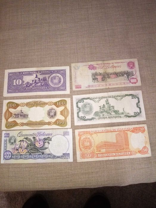 VENEZUELA 6 NOTAS Usadas mas BEM Conservadas Conforme as fotos
