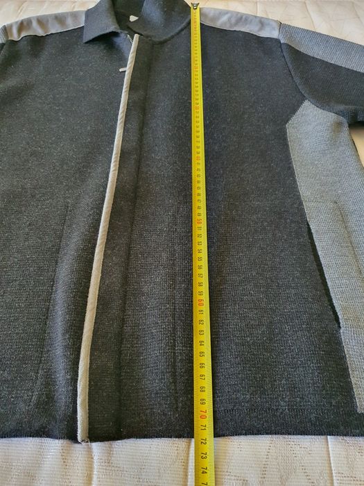 Stylowy męski kardigan z wełną na zamek z kołnierzykiem XXL