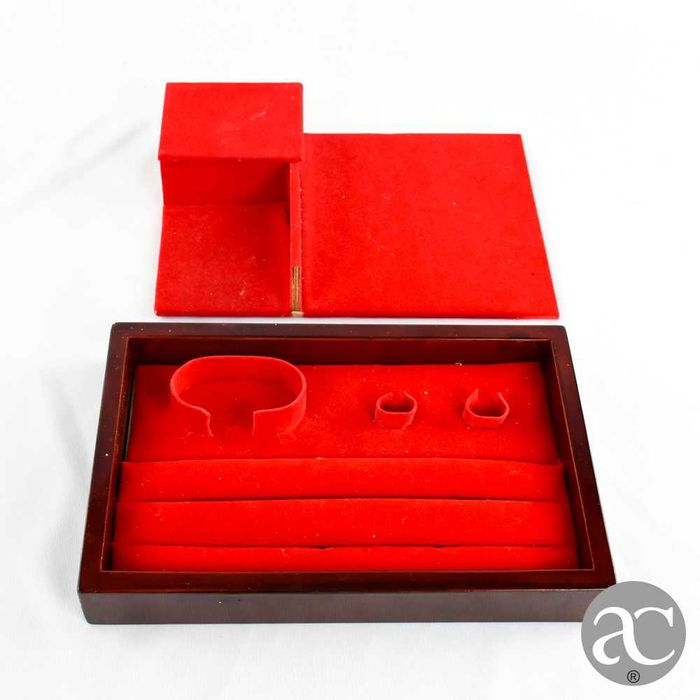 Caixa de música / guarda-joias em madeira com embutidos em madrepérola