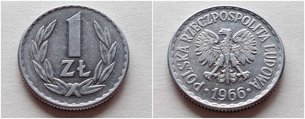 1 złoty 1966 r-rzadszy rocznik