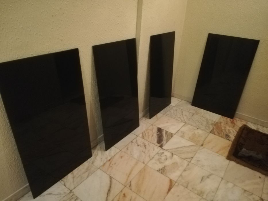 Tampos de vidro negro fosco 3mm 101cm x 58cm secretaria movel parede