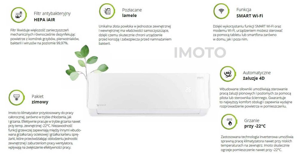 Klimatyzacja - Rotenso, Sinclair, Gree / IMOTO 3,5kW A+++/A++