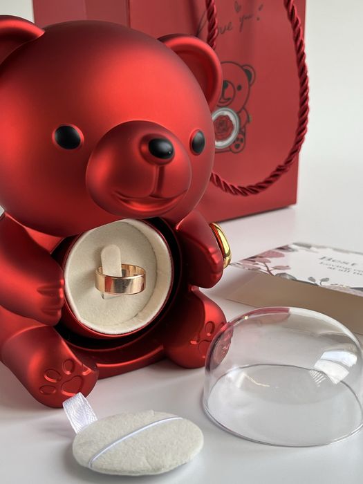 Ведмедик шкатулка з вічною трояндою. Схованка для прикрас. Набір
