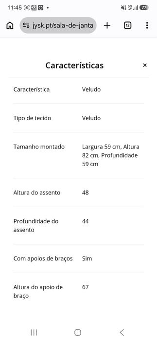 Conjunto de 6 cadeiras de veludo cinzentas claras