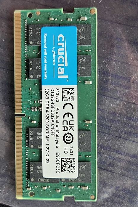 Crucial 32GB 1x32GB 3200MHZ DDR4 CL22 SODIMM