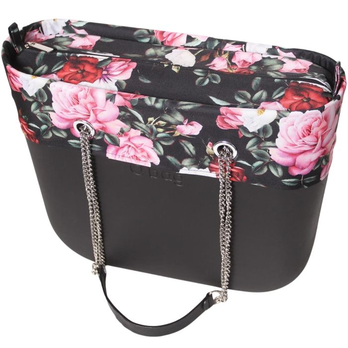 Czarny organizer do OBAG STANDARD +OPASKA dzikie kwiaty OMAY