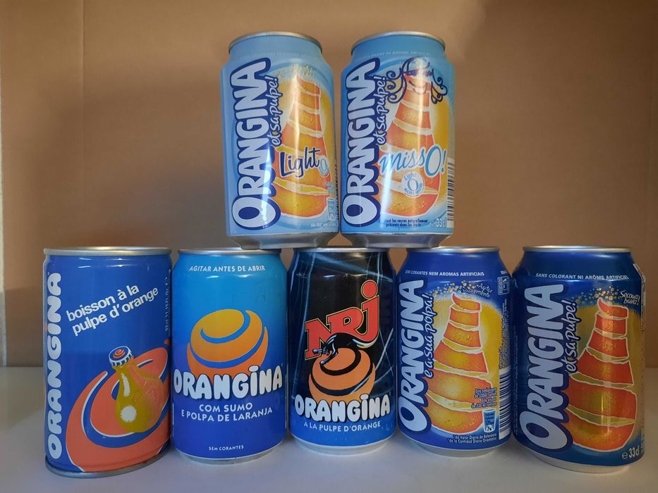 Lote de 48 latas de bedidas diversas - Blue, Kas, Orangina