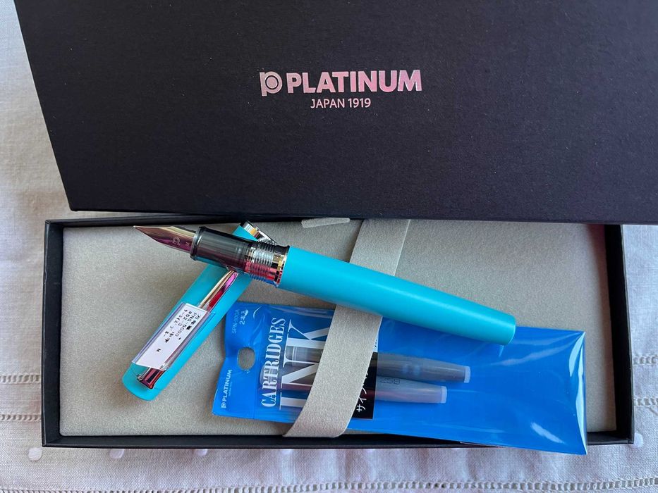 Caneta Tinteiro Platinum Procion Azul Nova