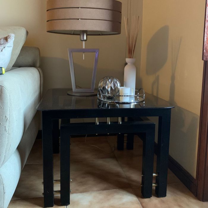 Mesa de centro vidro preta vintage