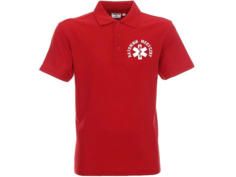 Koszulka Polo męska RATOWNIK MEDYCZNY czerwona (S)