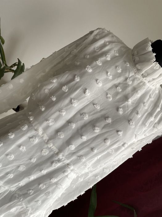 haftowana haft  sukienka midi midaxi falbanki groszki 44 xxl boohoo