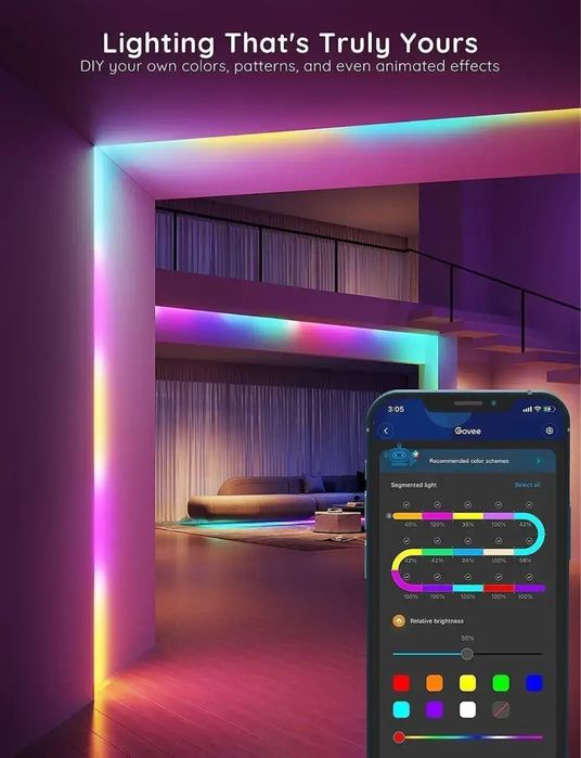 Світлодіодна стрічка Govee RGBIC 10м WiFi/Bluetooth 24V