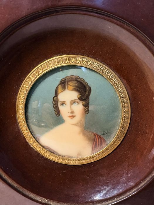 Lindissima antiga pintura miniatura - retrato de Pauline Bonaparte