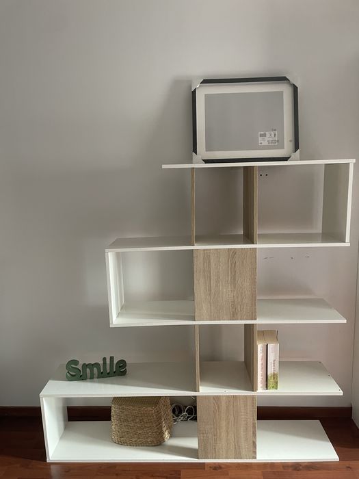 Estante modular branca e carvalho claro Conforama