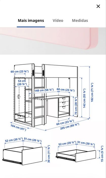 Cama Alta SMASTAD Ikea