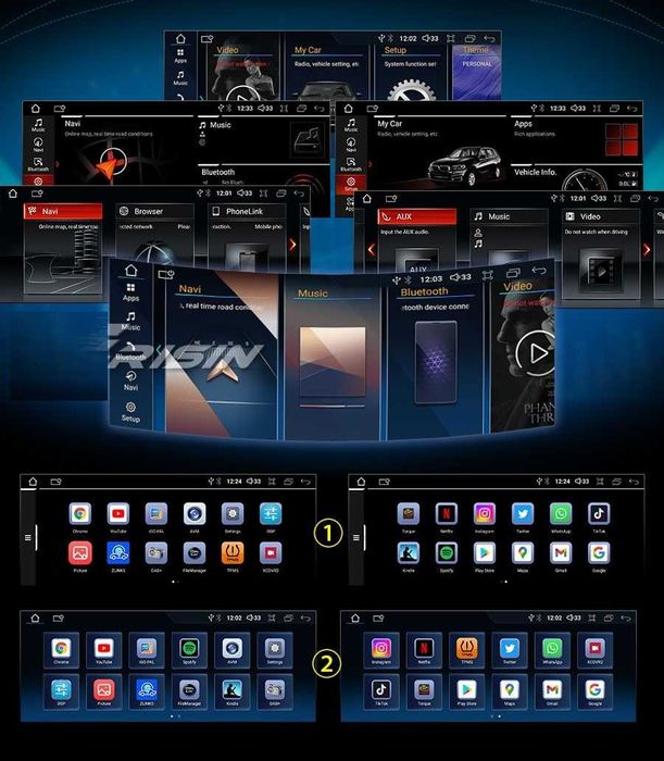 CarPlay Android Auto Radio DAB+ Opcja Bluetooth YouTube Yanosik GPS WiFi 4G USB MP3 BMW X5 E70 X6 E71 CCC System Harman Kardon