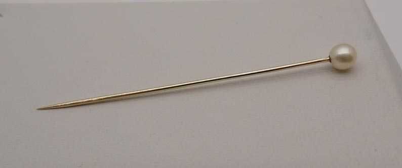 Antyczna szpila szpilka broszka z perłą 5,3 mm.