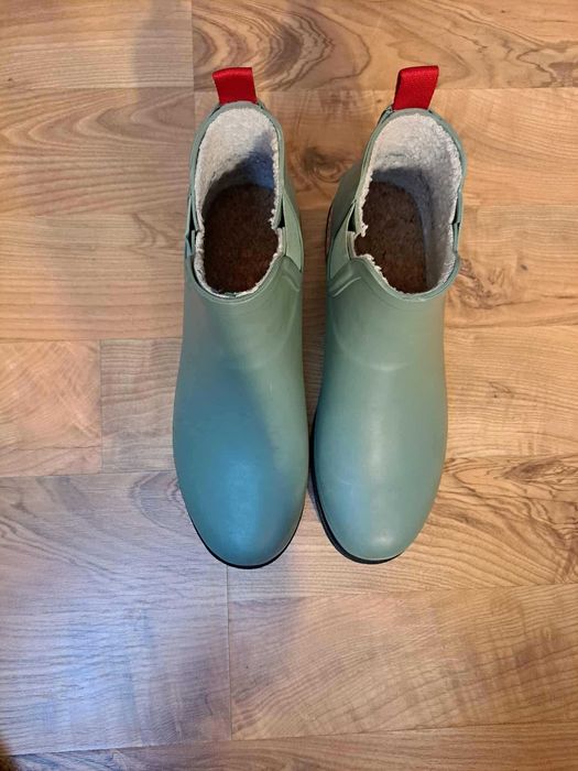 Botki kalosze Derbe damskie 40 zielone ocieplane przeciwdeszczowe